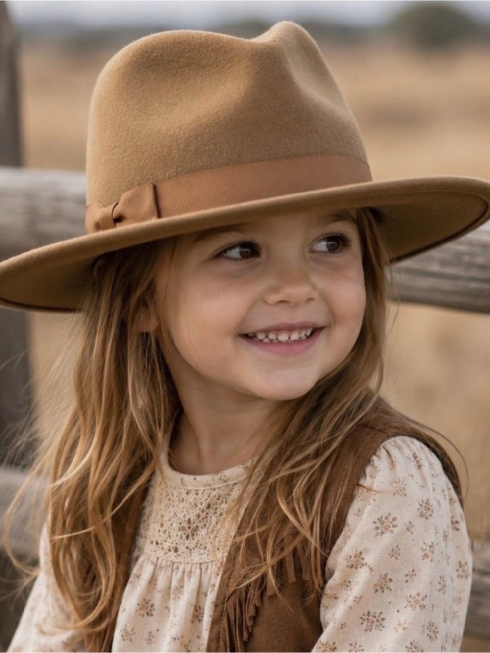 Lack of Color Teak Rancher hat Kids Wide-Brim in Tan - one size Australian wool